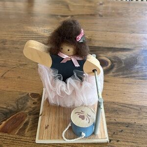 Wooden Ballet Figurine at Ballet Barre